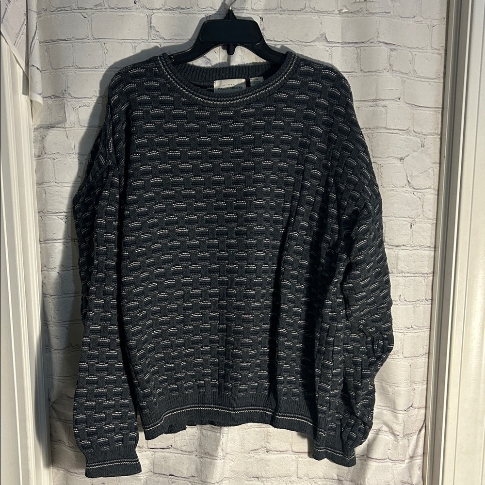 Falls Creek Men's Dark Gray Textured Crewneck Sweater